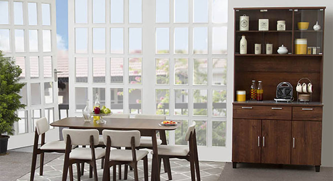 Portley 6-Door Kitchen Cabinet(Walnet)